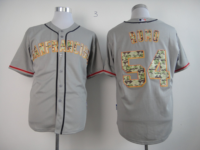 Men San Francisco Giants #54 Romo Grey Camo MLB Jerseys